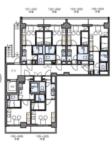 レオパレスフラット浜松町(1K/6階)の間取り写真