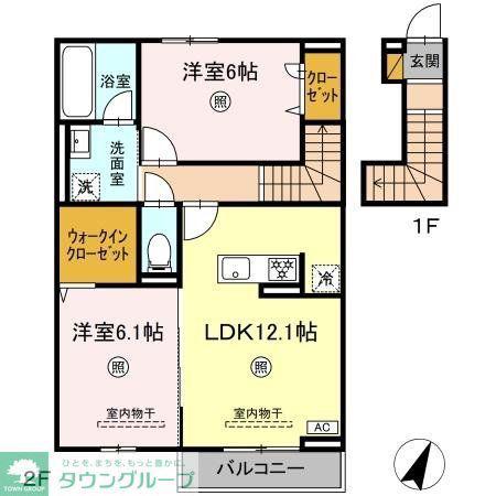 ORTO SOLE(2LDK/2階)の間取り写真