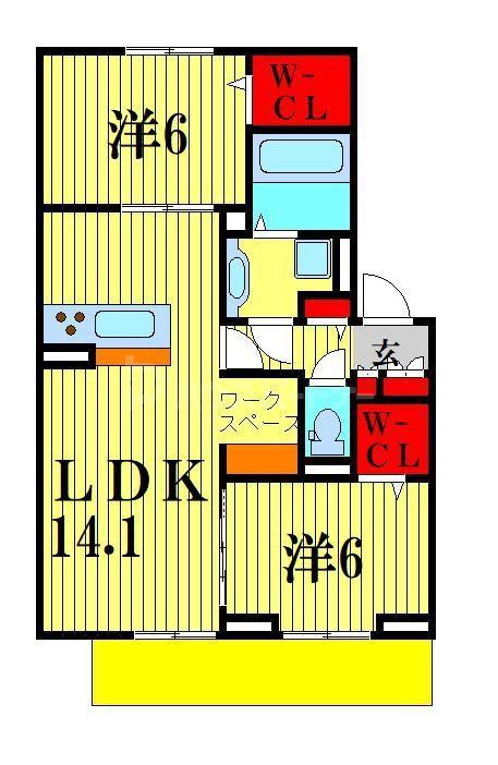 グリシーナ(2SLDK/1階)の間取り写真
