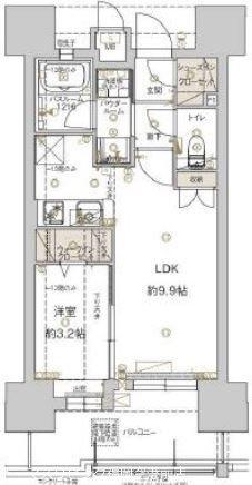 アクタス福岡県庁前グランネクスト(1LDK/7階)の間取り写真