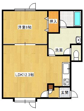 PLAIN(1LDK/1階)の間取り写真