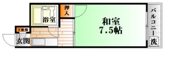 第一大下ビル(1K/2階)の間取り写真