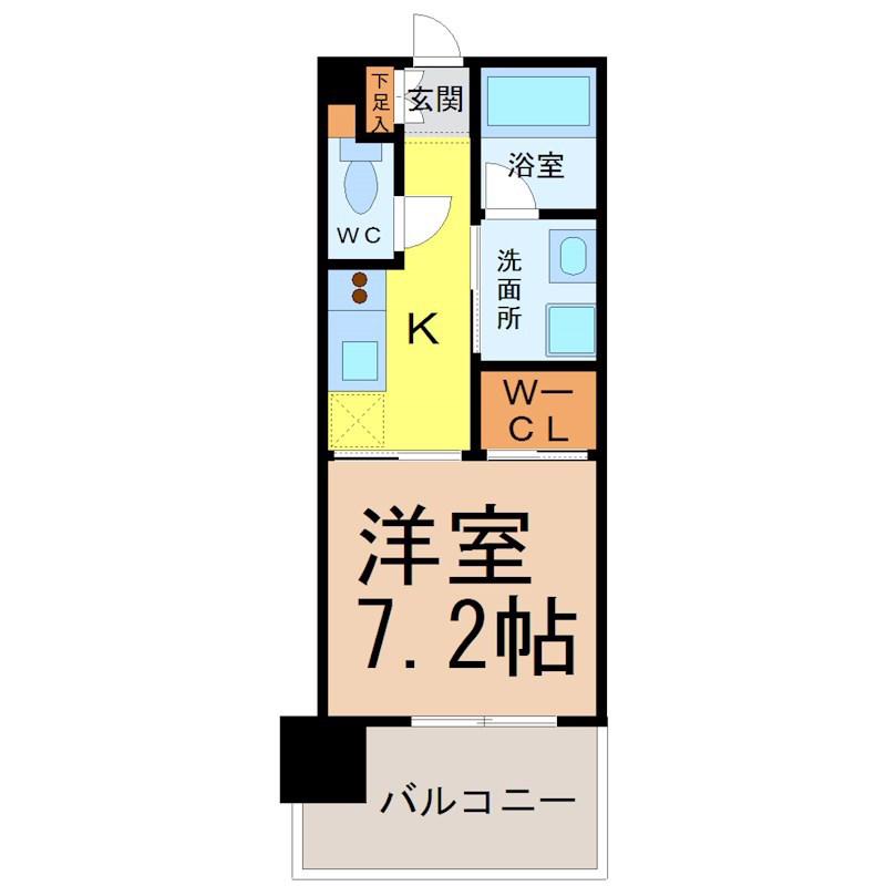 アデグランツ大須(1K/4階)の間取り写真