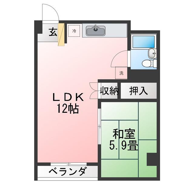 ハイツ花園(1LDK/3階)の間取り写真