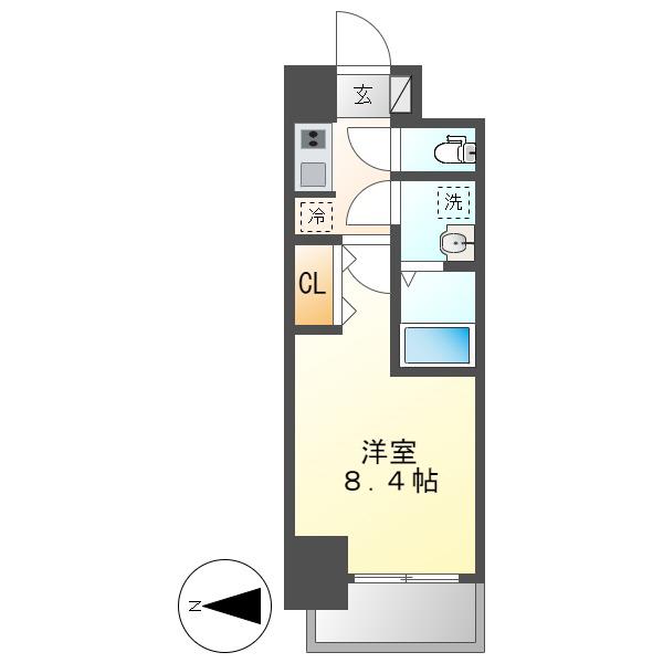 S-RESIDENCE山王(1K/4階)の間取り写真