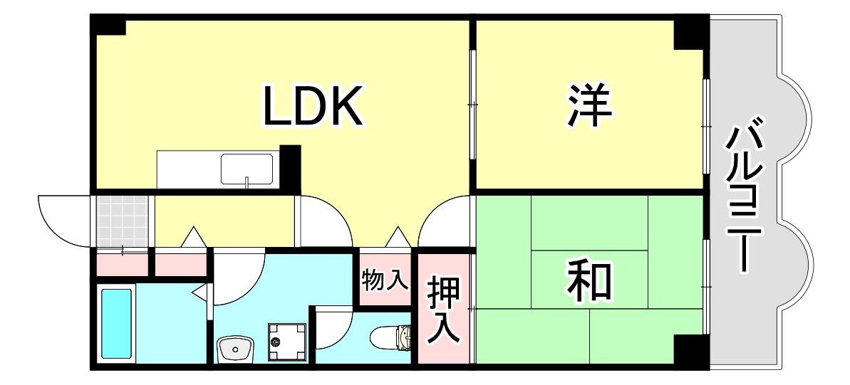 フォルチューナ芦屋(2LDK/3階)の間取り写真