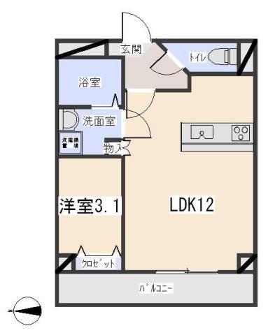 アネックス若松(1LDK/2階)の間取り写真