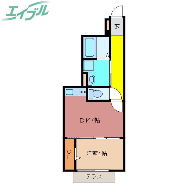 ELMAISON TREIZE(1LDK/1階)の間取り写真