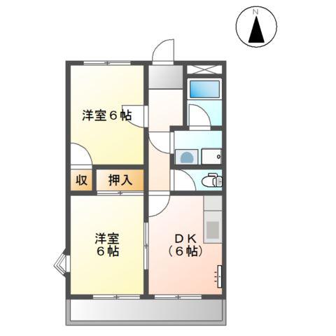 グリーンハイツ横川(2DK/2階)の間取り写真