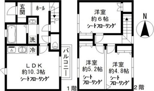パークヒルII(3LDK/1階)の間取り写真