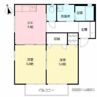 センテナリオ葛原 A棟(2DK/2階)の間取り写真