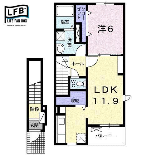 グレイスフル・ユウナ(1LDK/2階)の間取り写真