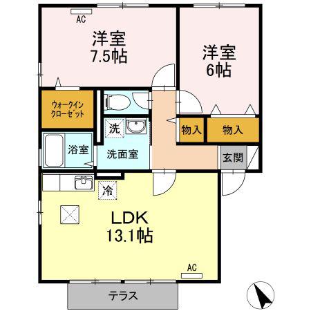ウィルコート水道橋A棟(2LDK/1階)の間取り写真