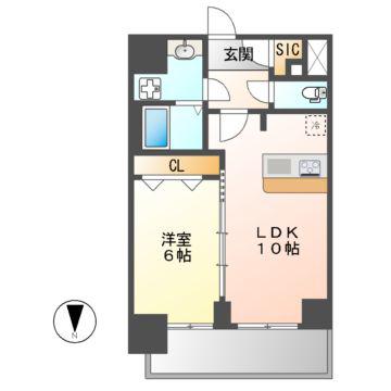 RICHEDOR古出来(1LDK/9階)の間取り写真