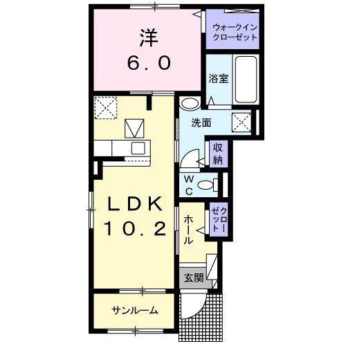 アロームクロレ I(1LDK/1階)の間取り写真