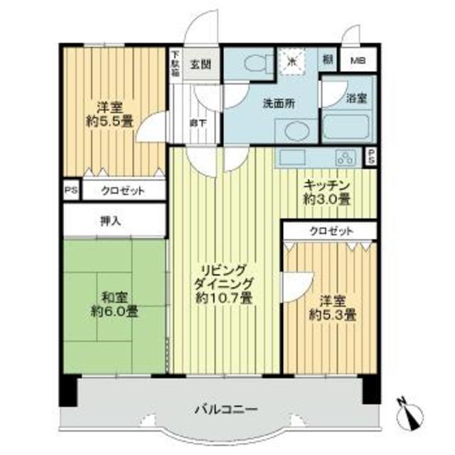 ライオンズマンションシーサイド今宿(3LDK/2階)の間取り写真
