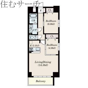 S-FORT四日市 ARCAM(2LDK/11階)の間取り写真