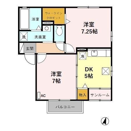 ダイワサーブルB(2DK/1階)の間取り写真