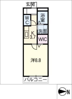 近鉄名古屋線 川原町駅 徒歩7分 2階建 築6年(1K/1階)の間取り写真