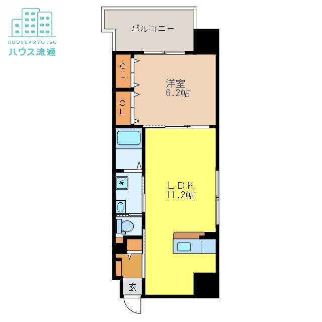 ファミーユ南蛮(1LDK/12階)の間取り写真