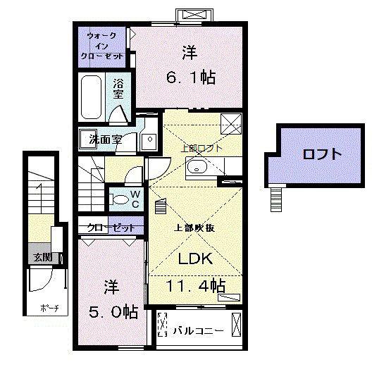 クレシア(2LDK/2階)の間取り写真