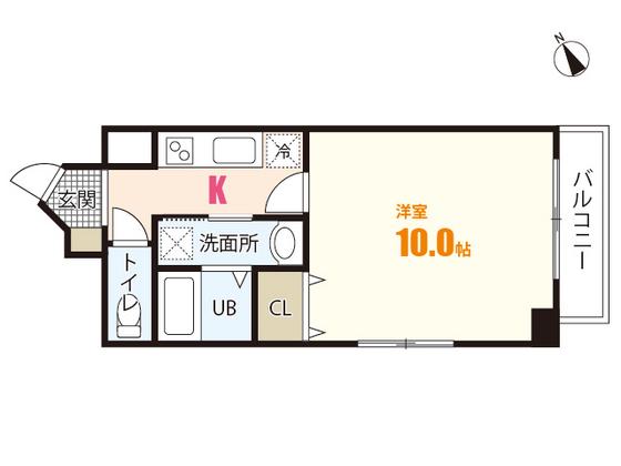 プランドール古市(1K/6階)の間取り写真