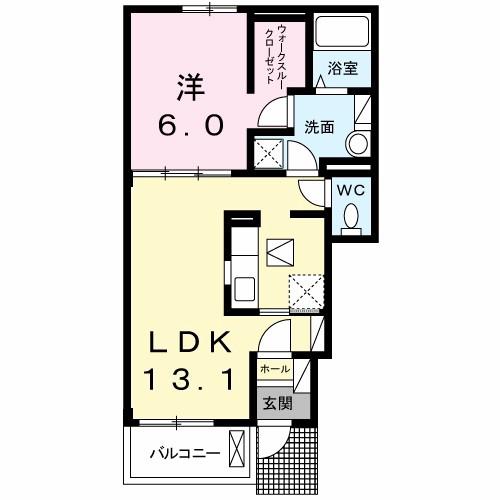 アルカーサII(1LDK/1階)の間取り写真