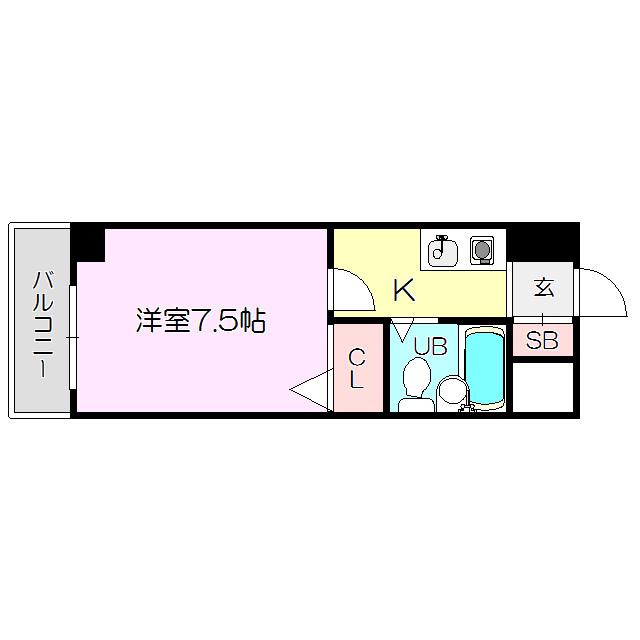 ノルデンハイム豊新(1K/2階)の間取り写真