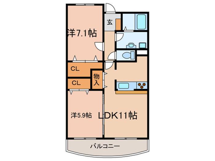 プラムガーデン(2LDK/3階)の間取り写真