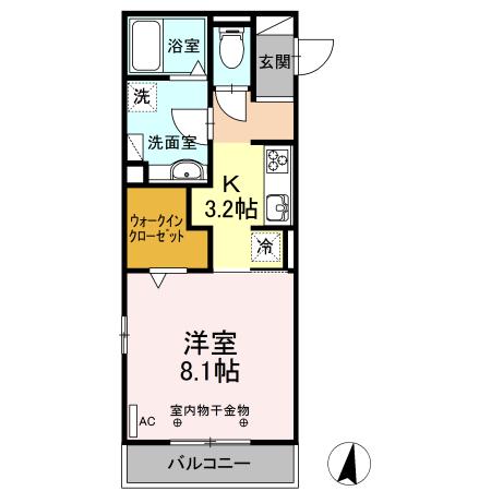 ルミエール(1K/3階)の間取り写真