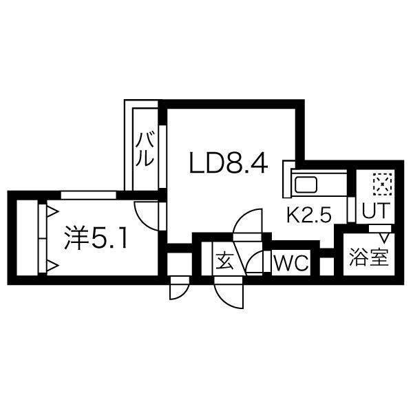 MTガーデン琴似II(1LDK/2階)の間取り写真