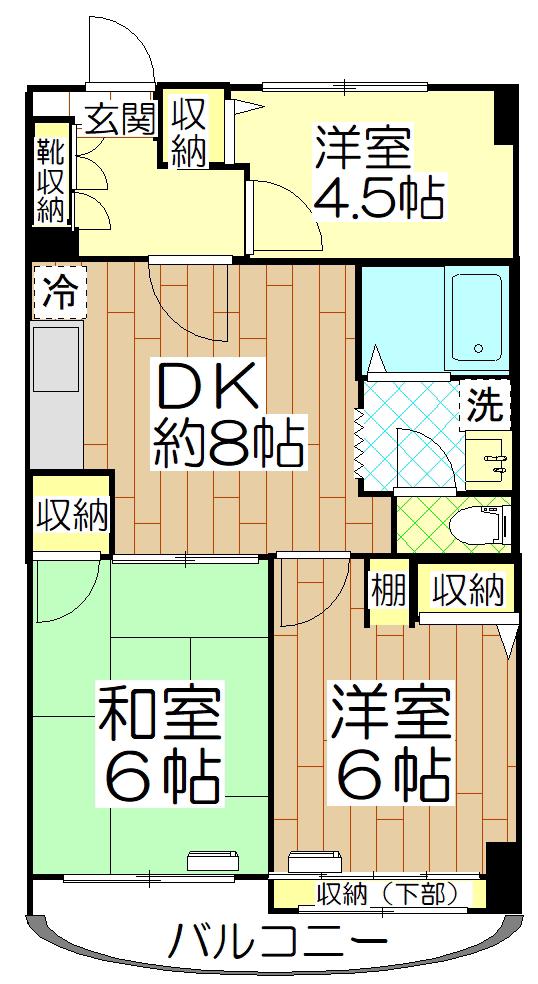 サンハイムフェニックス(3DK/4階)の間取り写真