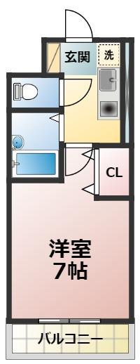 エクセル貴多川第7(1K/3階)の間取り写真