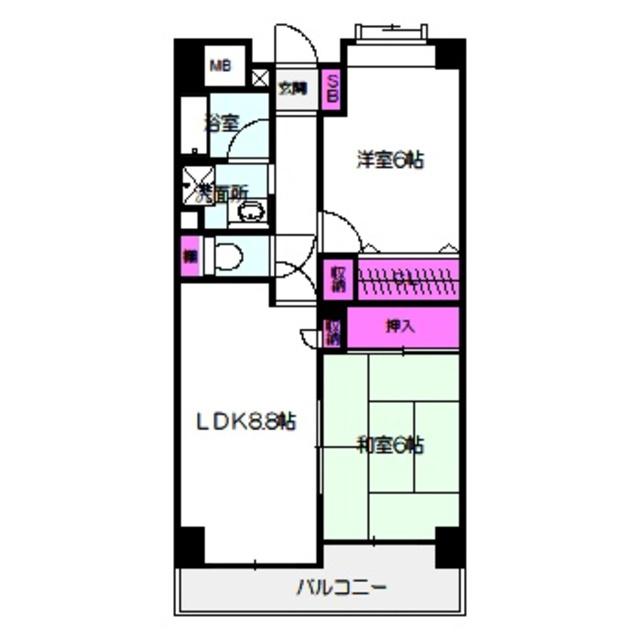 サンシード城東(2LDK/9階)の間取り写真