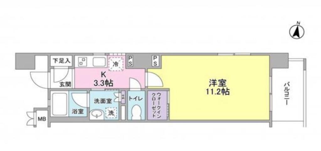 ガーデンコート小石川(1K/4階)の間取り写真
