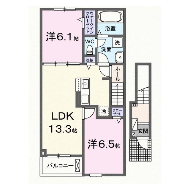 グラン ビレッジ ウー III(2LDK/2階)の間取り写真