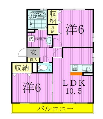プリモ西白井D(2LDK/1階)の間取り写真