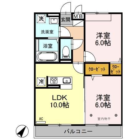 CLOVER FIELD(2LDK/3階)の間取り写真