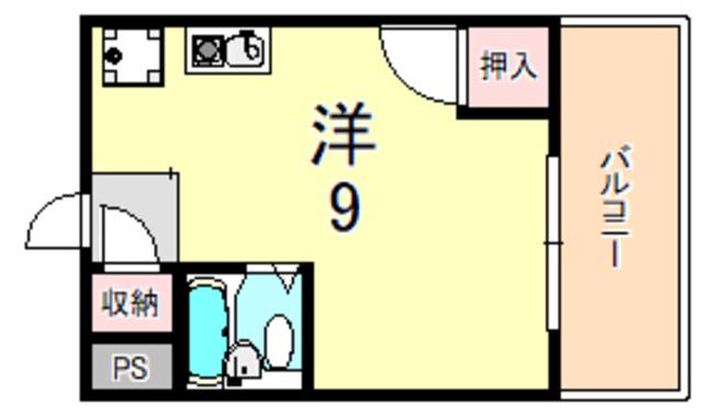 ベルトピア朝霧(ワンルーム/2階)の間取り写真