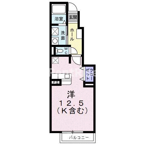 アプローズ(ワンルーム/1階)の間取り写真