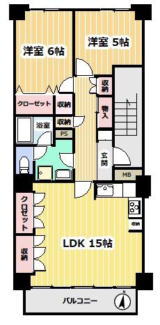 東急ドエルフェニックス(2LDK/4階)の間取り写真