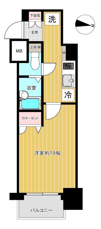 プレール・ドゥーク馬込駅前(1K/3階)の間取り写真