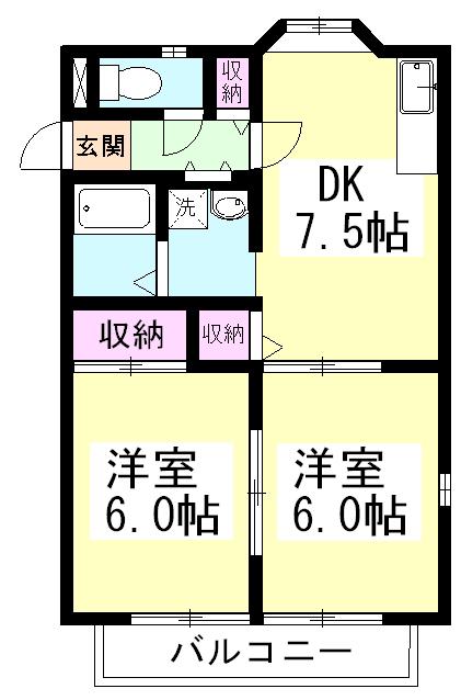 アネックス仲村(2DK/1階)の間取り写真