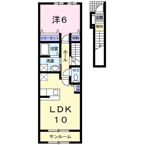 ガーデンヒルズ(1LDK/2階)の間取り写真