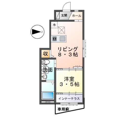 ベル フォレII(1LDK/1階)の間取り写真