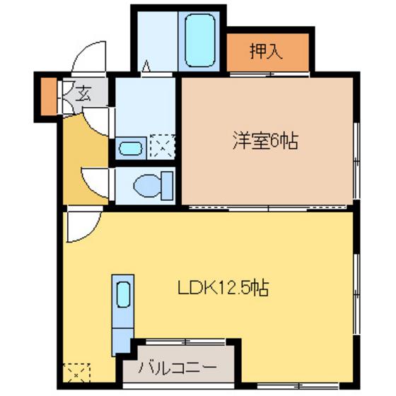 サウスピアミナミ(1LDK/1階)の間取り写真
