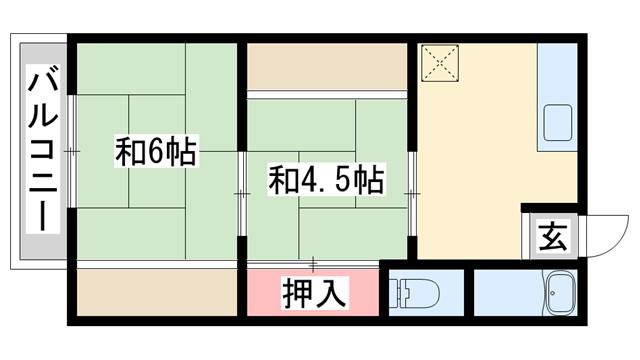 鳳アパート(2K/1階)の間取り写真