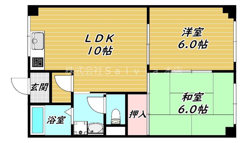 グリーンベルノモリ(2LDK/2階)の間取り写真
