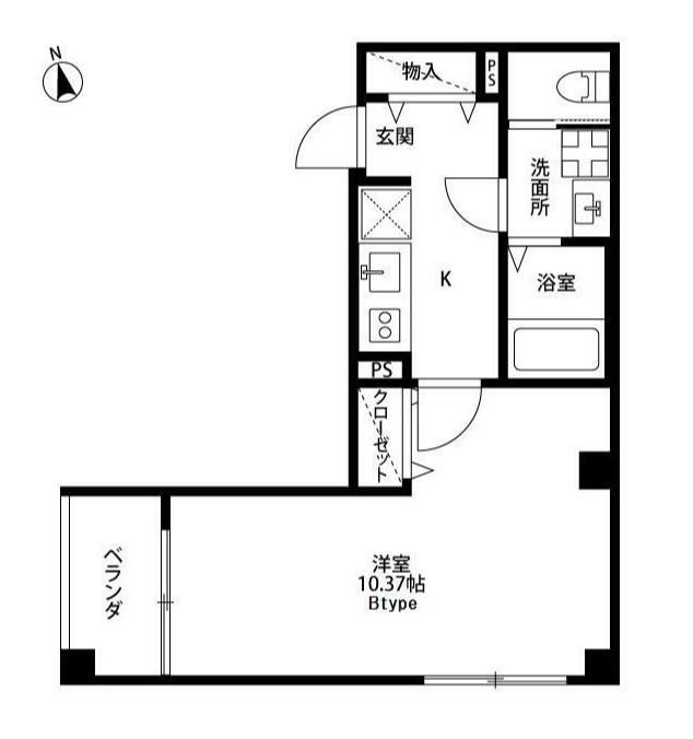 アンプルールPALACEA(1K/2階)の間取り写真