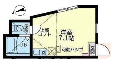 ユナイト弘明寺カールシュミット(ワンルーム/1階)の間取り写真